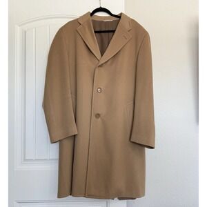 Canali Men's Wool Cashmere Italy Overcoat Camel Classic Fit 54 IT / 48R *READ*